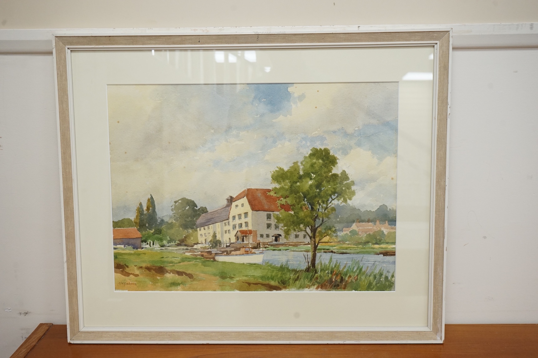 C.V. Parker (20th. C), watercolour, Riverscape, signed, 41 x 54cm